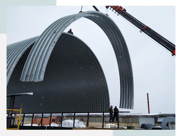 Полукруглые ангары в Славгороде